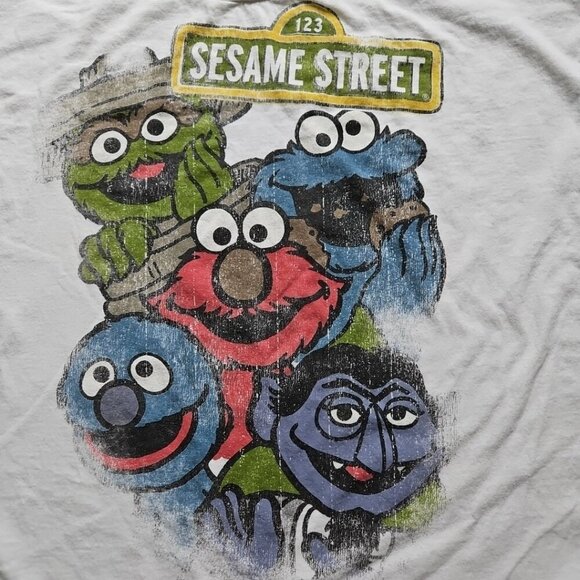 Vintage Sesame Street 100% Cotton Cookie Monster Count Elmo Grouch Grover Sz 2XL - Picture 2 of 15